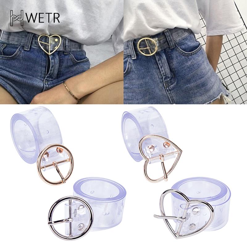 Belt Buckle Blank - เข็มขัดโปร่งใสยาวสำหรับผู้หญิงเข็มขัดเข็มขัดหญิงมีหัวเข็มขัดรูปหัวใจหัวเข็มขัดของขวัญ