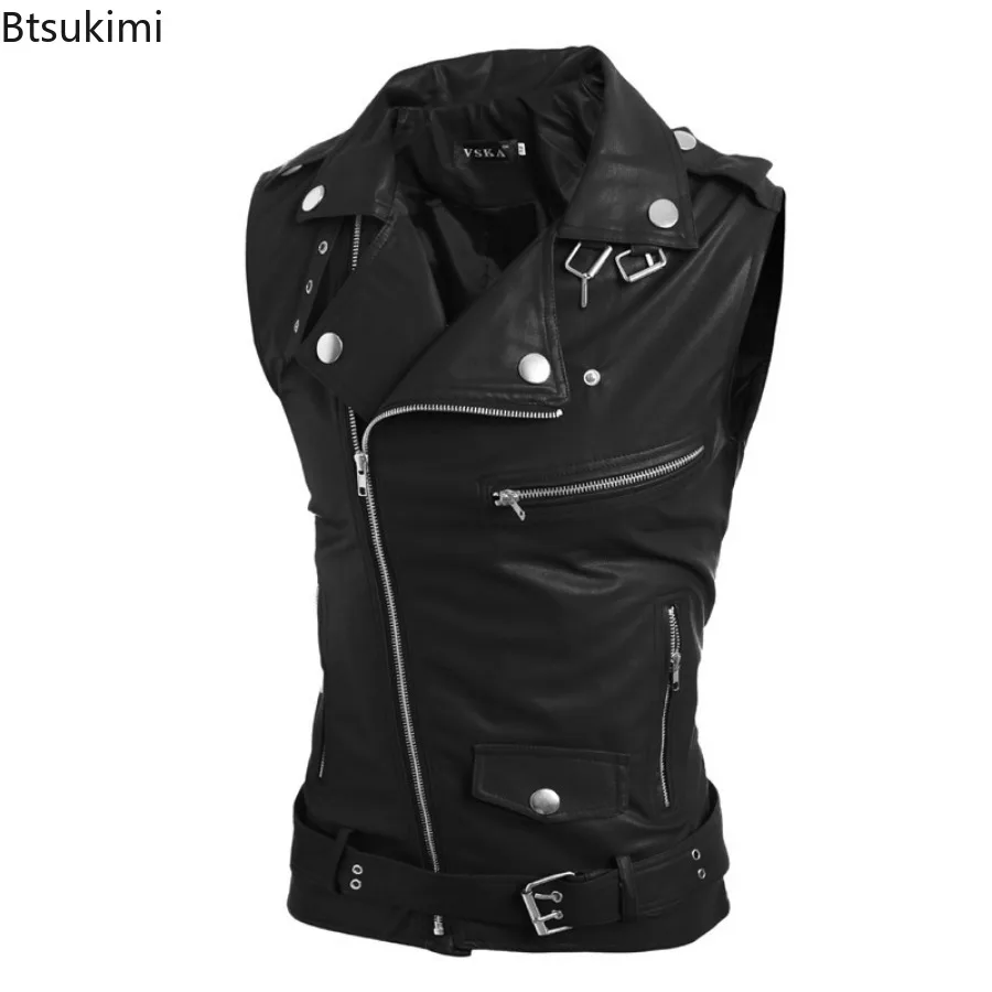 Leather Work Vest - เสื้อกั๊กหนัง PU ลำลองสำหรับผู้ชาย ปี 2026 เสื้อกั๊กแจ็คเก็ตฤดูใบไม้ร่วงฤดูหนาว