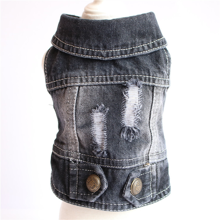 Leather Work Vest - ขายส่งเสื้อผ้าสัตว์เลี้ยงแฟชั่นคลาสสิกเย็นยีนส์สุนัขเสื้อผ้าเสื้อกั๊กสุนัขขนาดเล็กBichonเท็ดดี้หักหลุมเสื้อกั๊กยีนส์แจ็คเก็ตสุนัข