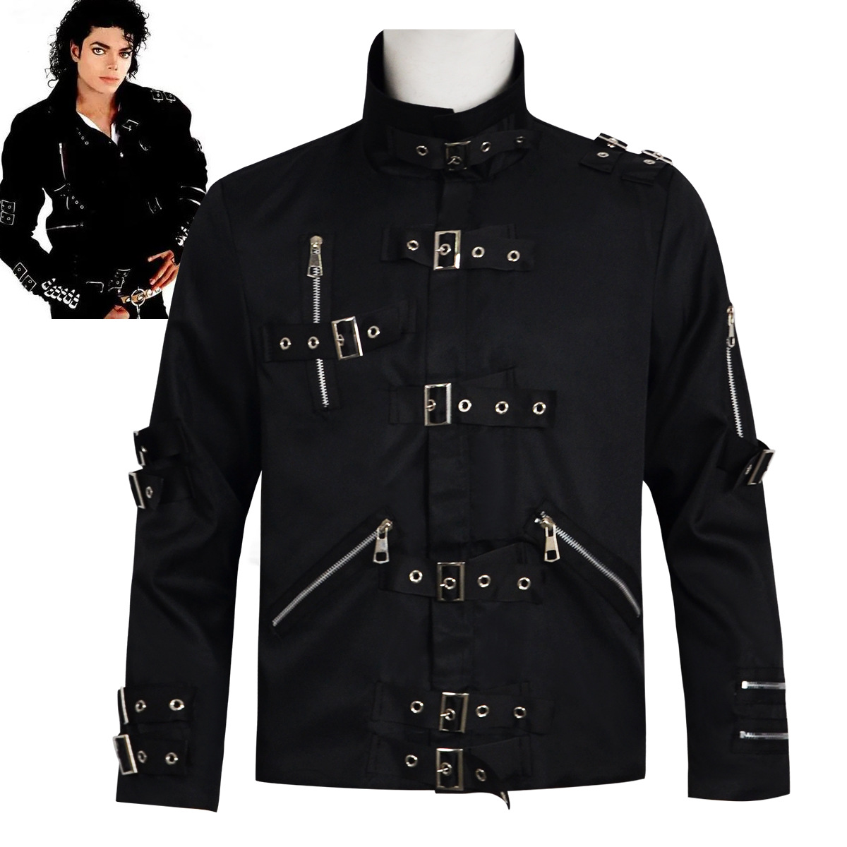 Leather Work Vest - แจ็คเก็ตหนังพังก์เฮฟวีเมทัล V8 รุ่นที่เป็นที่รำลึกถึงไมเคิล แจ็คสัน สำหรับนักเลียนแบบ แจ็คเก็ตคอสเพลย์ผู้ชายสำหรับฮาโลวีน