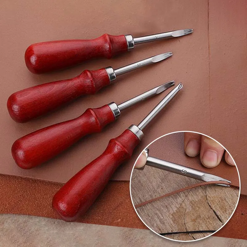 Leatherwork Edge Beveler - เครื่องมือตัดขอบหนังแบบเฉียง สำหรับงานฝีมือ ตัดขอบคม ใบมีดรูปตัววี พร้อมปลายโค้งมน