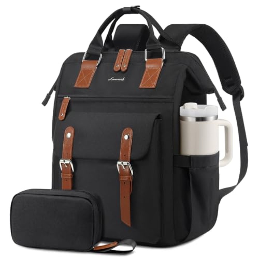 Leather Work Bag - กระเป๋าเป้สะพายหลังสำหรับผู้หญิง, กระเป๋าใส่แล็ปท็อปสำหรับครูพยาบาล, กระเป๋าเป้สะพายหลังกันน้ำสำหรับเดินทาง, กระเป๋าเป้คอมพิวเตอร์สำหรับธุรกิจ, กระเป๋าใส่หนังสือ