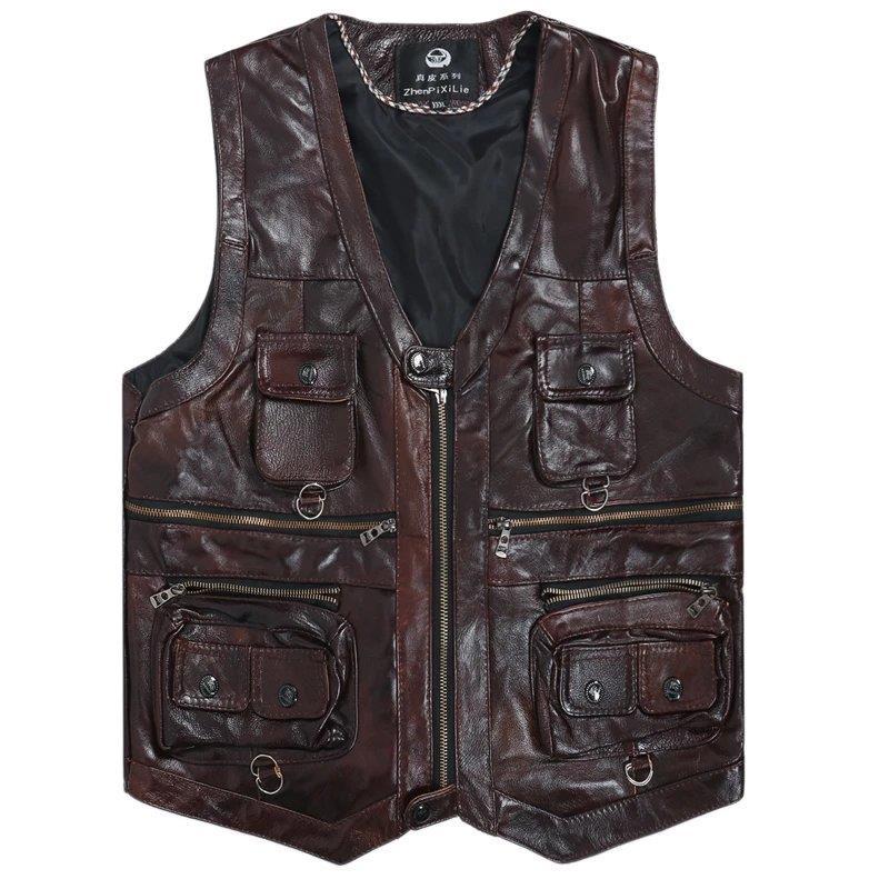 เสื้อกั๊กหนังแท้สำหรับผู้ชาย,  - Leather Work Vest บทวิจารณ์และราคา