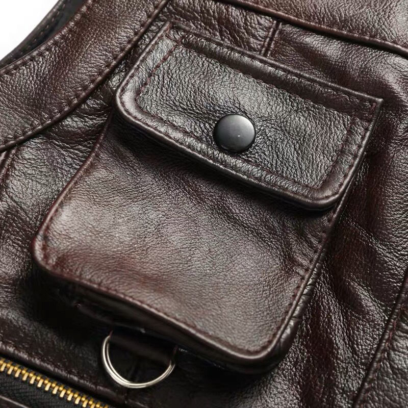 เสื้อกั๊กหนังแท้สำหรับผู้ชาย,  - Leather Work Vest บทวิจารณ์และราคา