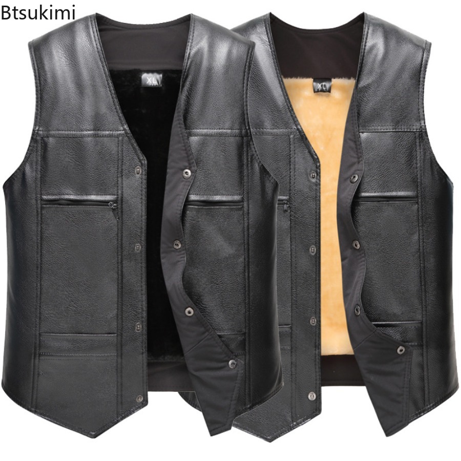 ฤดูใบไม้ร่วงฤดูหนาวใหม่หนังผู้ - Leather Work Vest บทวิจารณ์และราคา