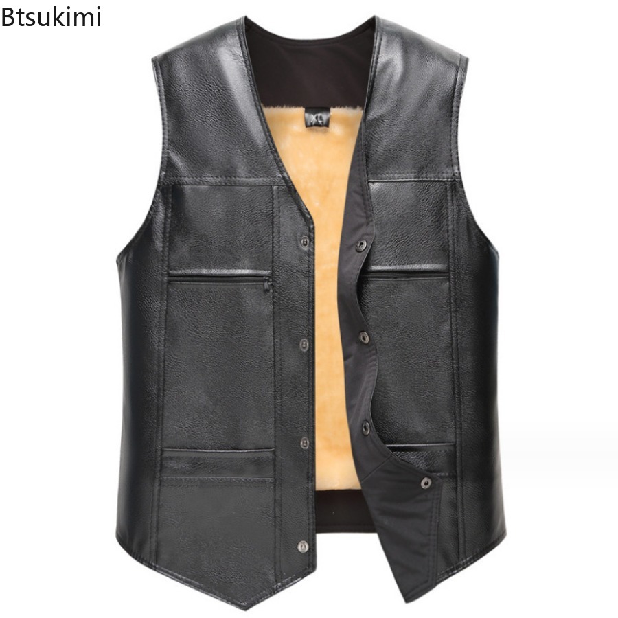 ฤดูใบไม้ร่วงฤดูหนาวใหม่หนังผู้ - Leather Work Vest บทวิจารณ์และราคา