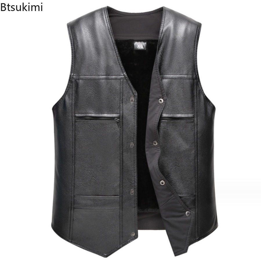 ฤดูใบไม้ร่วงฤดูหนาวใหม่หนังผู้ - Leather Work Vest บทวิจารณ์และราคา
