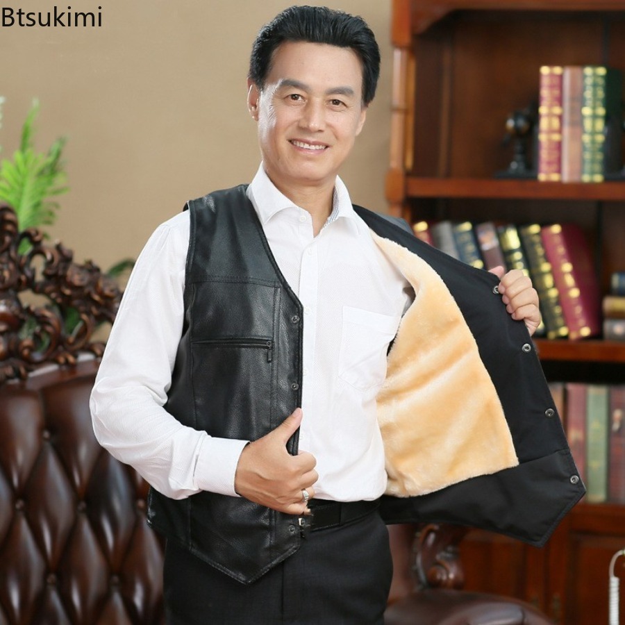 ฤดูใบไม้ร่วงฤดูหนาวใหม่หนังผู้ - Leather Work Vest บทวิจารณ์และราคา