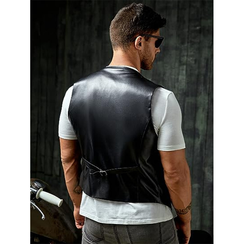 เสื้อกั๊กหนัง PU ทรงเข้ารูปสำห - Leather Work Vest บทวิจารณ์และราคา