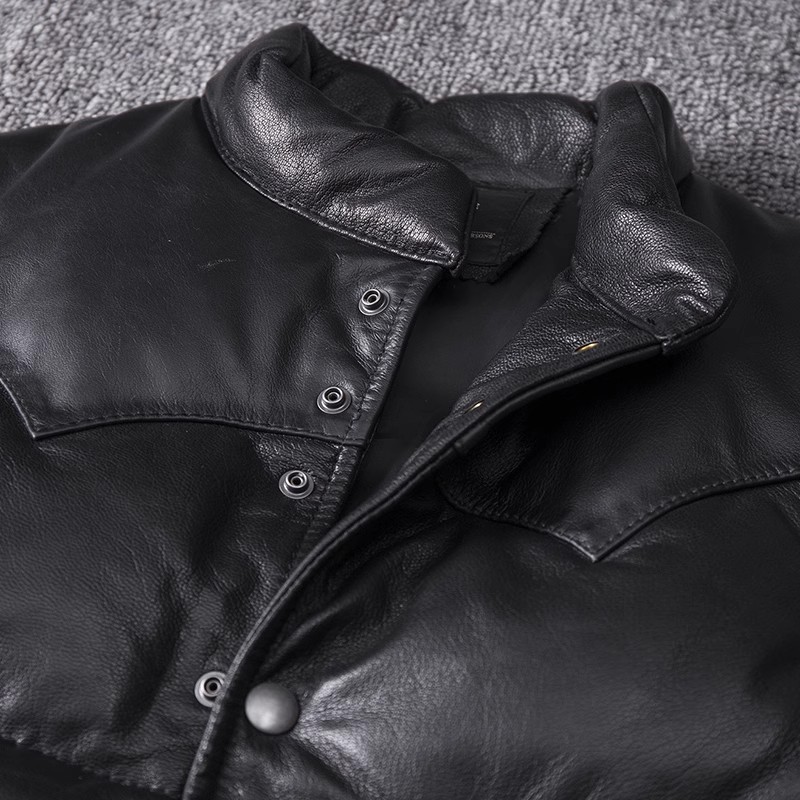 เสื้อแจ็คเก็ตหนังทรงสลิมฟิตสำห - Leather Work Vest บทวิจารณ์และราคา